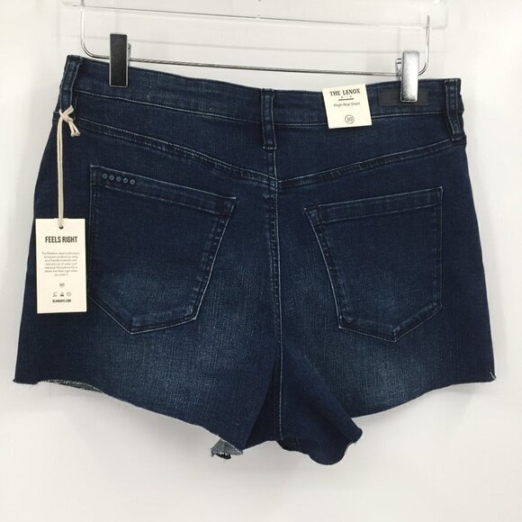 BlankNYC Lenox high-rise denim jean shorts raw edge button fly blue new 30 - Picture 4 of 5